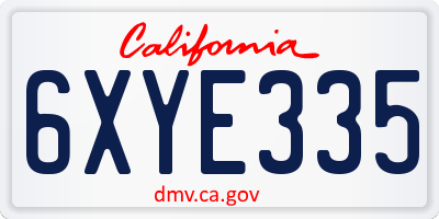 CA license plate 6XYE335