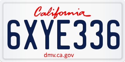 CA license plate 6XYE336