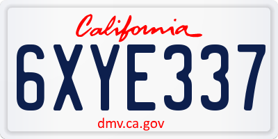CA license plate 6XYE337