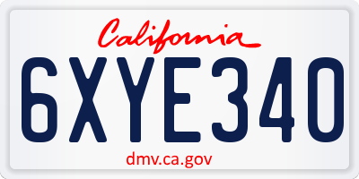 CA license plate 6XYE340