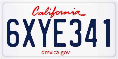 CA license plate 6XYE341