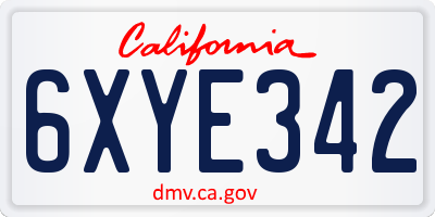 CA license plate 6XYE342