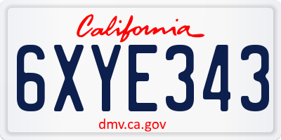 CA license plate 6XYE343