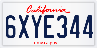 CA license plate 6XYE344
