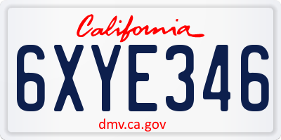 CA license plate 6XYE346