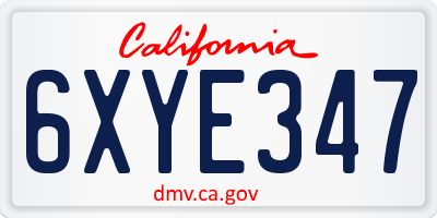 CA license plate 6XYE347