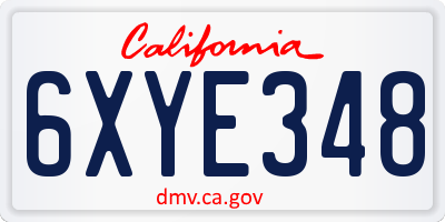 CA license plate 6XYE348