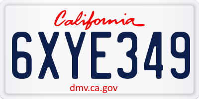 CA license plate 6XYE349