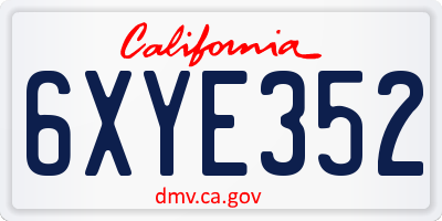 CA license plate 6XYE352