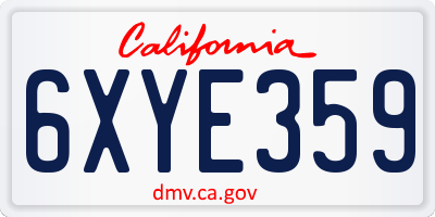 CA license plate 6XYE359