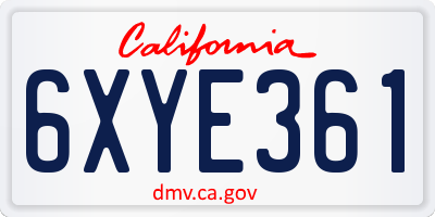 CA license plate 6XYE361