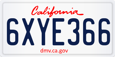 CA license plate 6XYE366