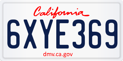 CA license plate 6XYE369