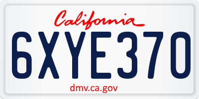 CA license plate 6XYE370