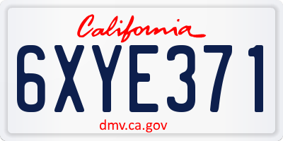 CA license plate 6XYE371