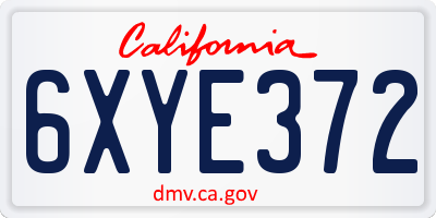 CA license plate 6XYE372
