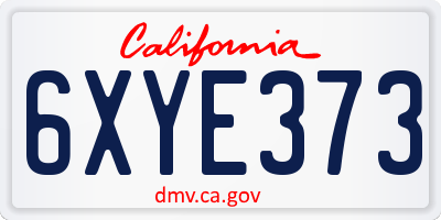 CA license plate 6XYE373