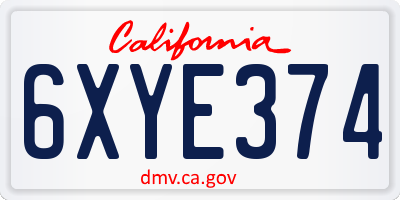 CA license plate 6XYE374