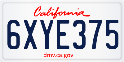 CA license plate 6XYE375