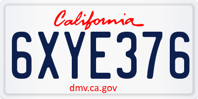 CA license plate 6XYE376