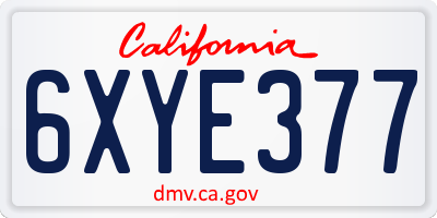 CA license plate 6XYE377
