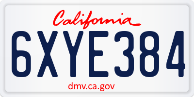 CA license plate 6XYE384