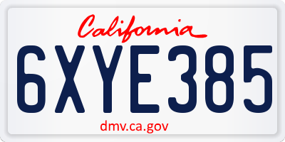 CA license plate 6XYE385