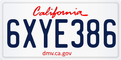 CA license plate 6XYE386