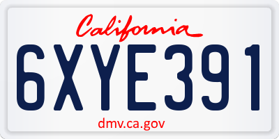 CA license plate 6XYE391