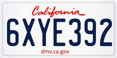 CA license plate 6XYE392