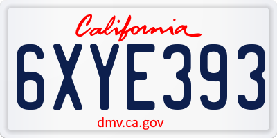 CA license plate 6XYE393