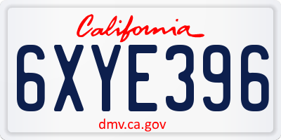 CA license plate 6XYE396