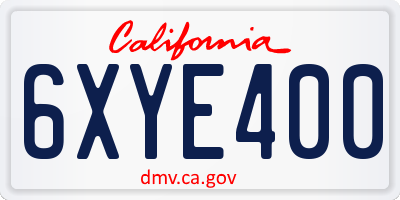 CA license plate 6XYE400