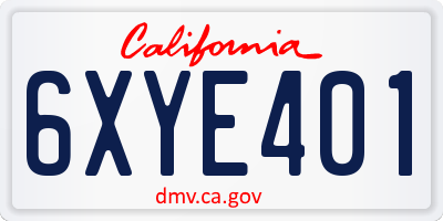 CA license plate 6XYE401