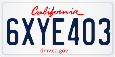 CA license plate 6XYE403