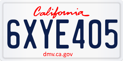 CA license plate 6XYE405