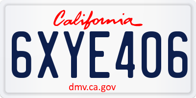 CA license plate 6XYE406