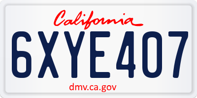 CA license plate 6XYE407
