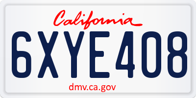 CA license plate 6XYE408