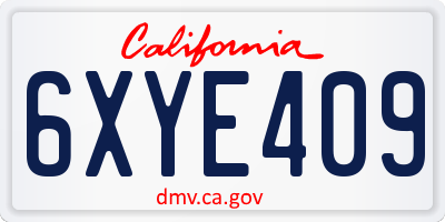 CA license plate 6XYE409