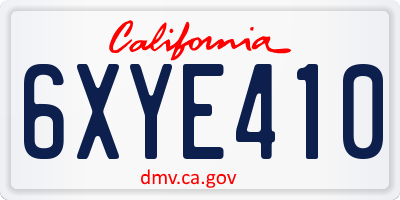CA license plate 6XYE410