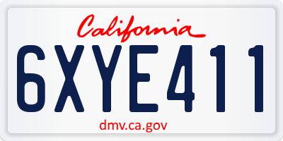 CA license plate 6XYE411