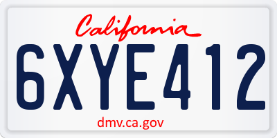 CA license plate 6XYE412