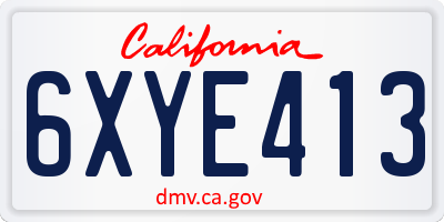 CA license plate 6XYE413