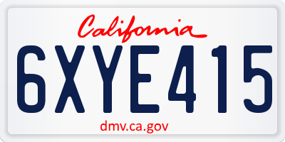 CA license plate 6XYE415
