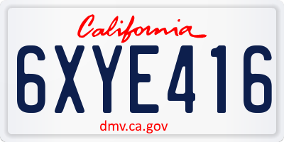 CA license plate 6XYE416