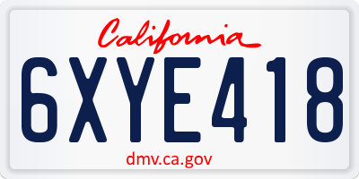 CA license plate 6XYE418