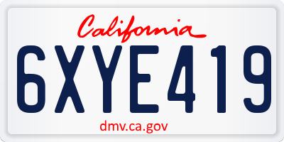 CA license plate 6XYE419