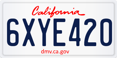 CA license plate 6XYE420