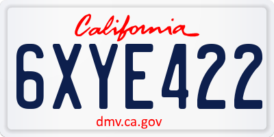 CA license plate 6XYE422